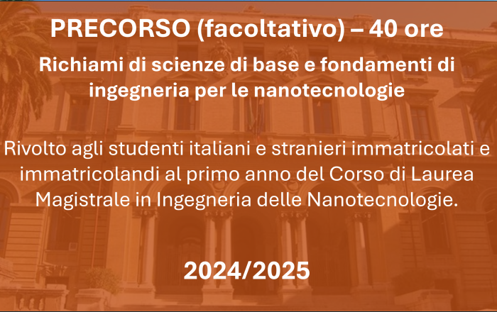 Precorso (facoltativo) - 40 ore
